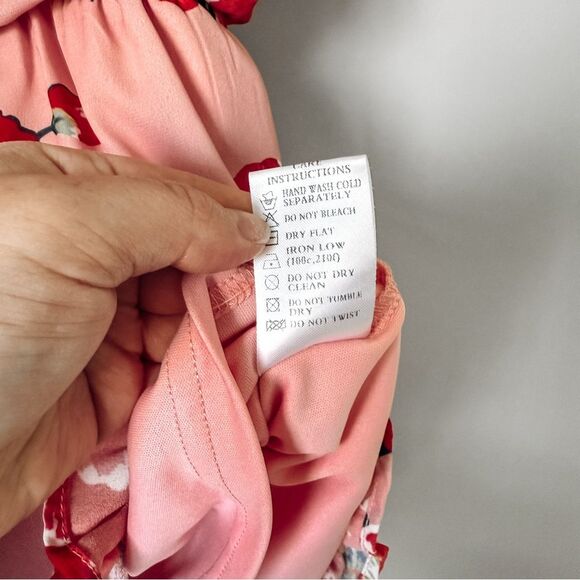 Pink Lily Pink and Red Floral One Sleeve Romper Size Large - Picture 5 of 7